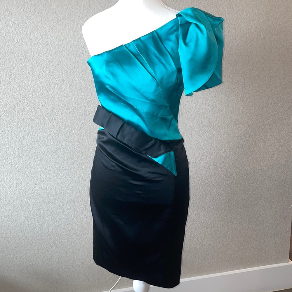 Karen Millen deep jade/black dress size UK 10 US-6